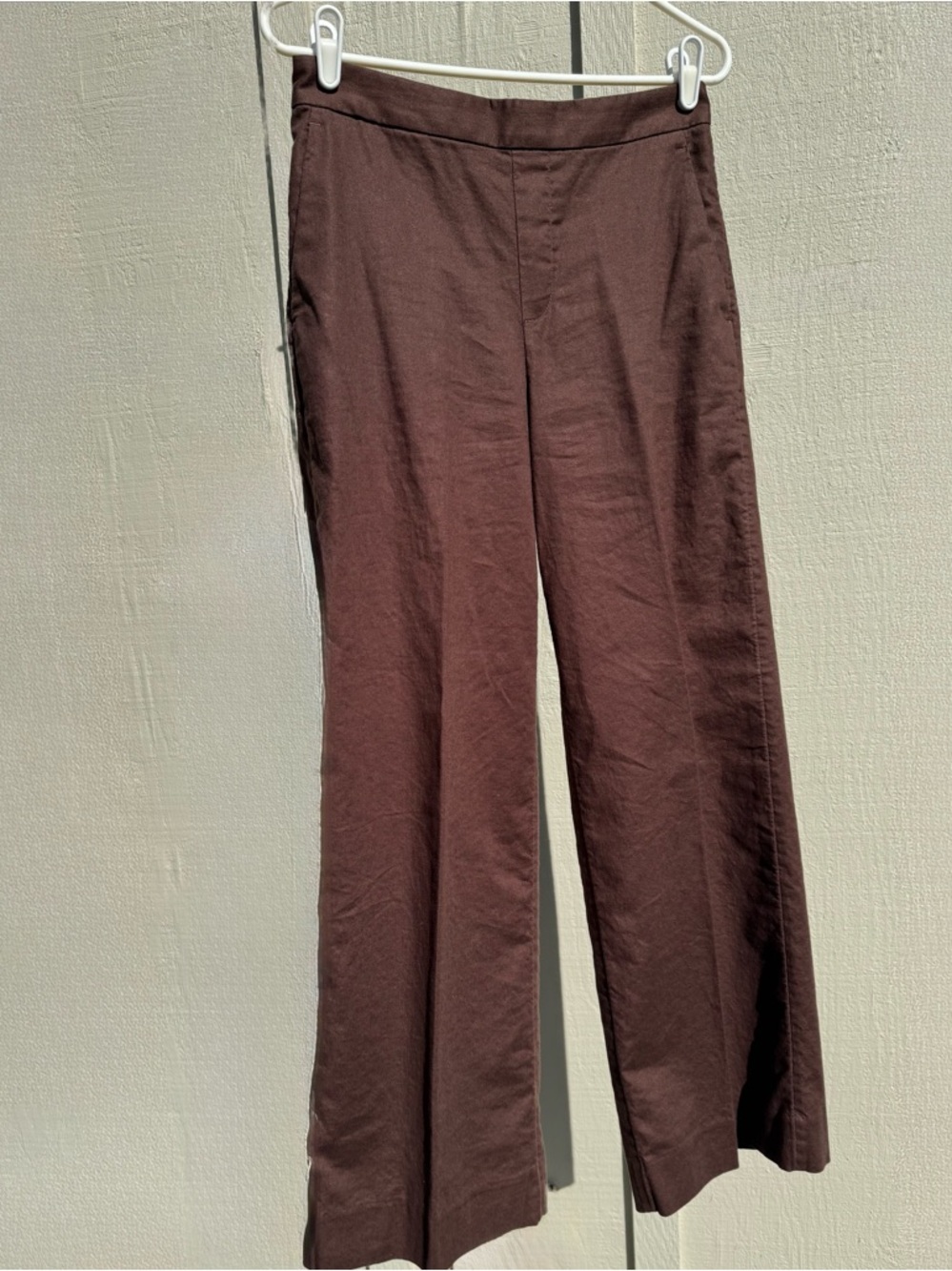 BANANA REPUBLIC HAYDEN LINEN BLEND PULL ON PANT WIDE LEG DARK OAK Brown S 712888